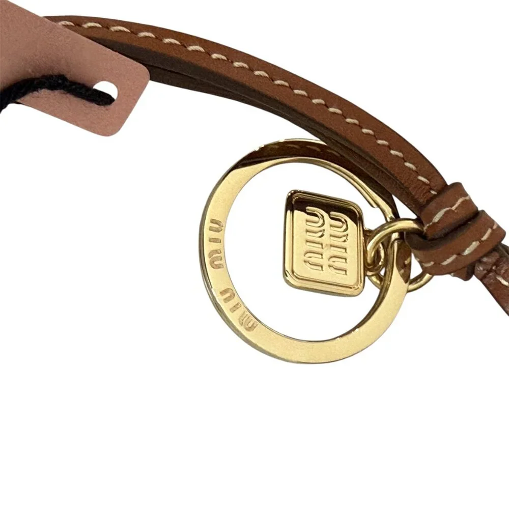 Miu Miu Bag Charm 5TL534 Knot Detail Leather Keychain Trick, orange, green white - Picture 11 of 11